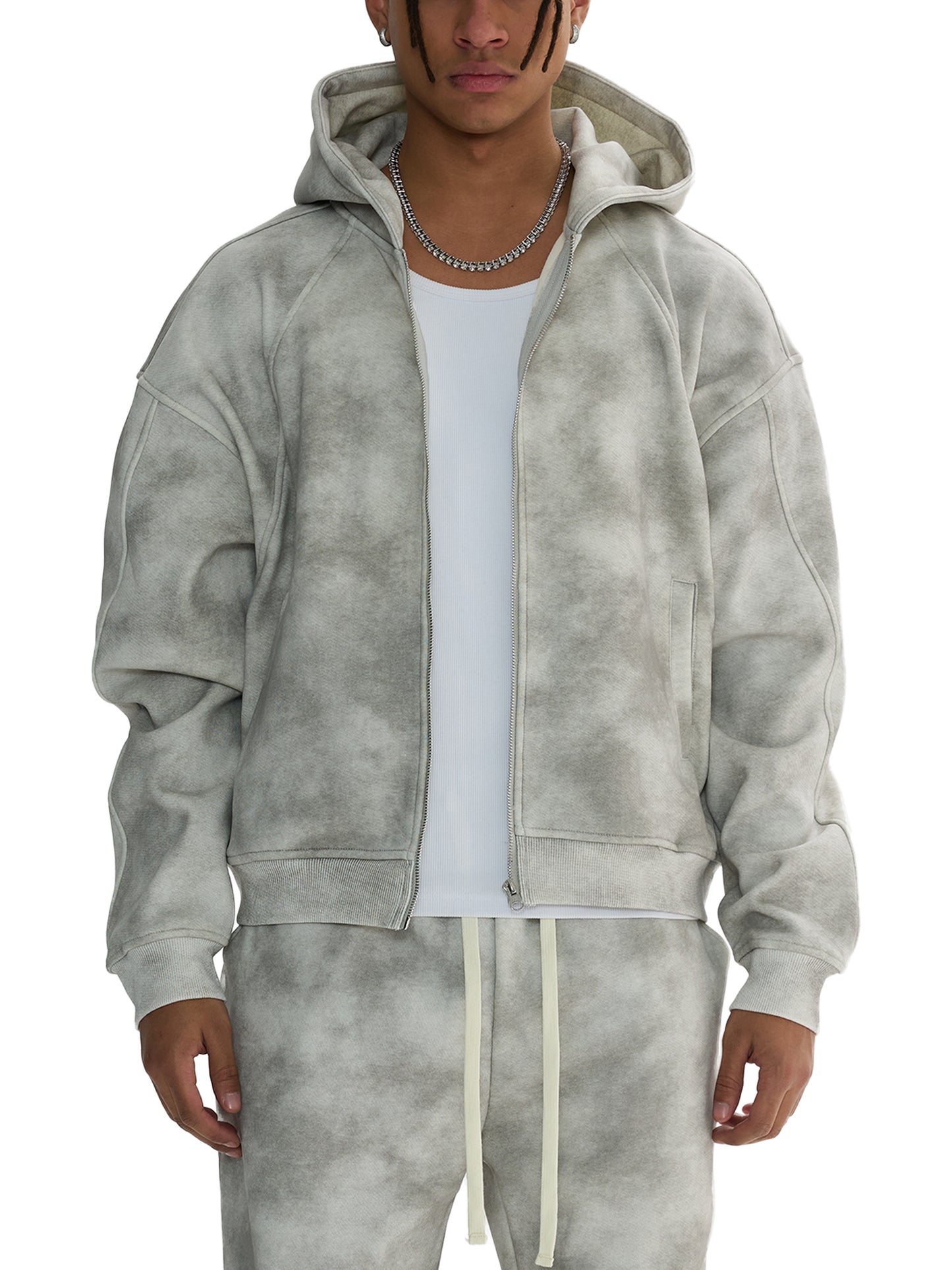 Christ Walk Dirty Washed Boxy Zip-up Fleece Hoodie
