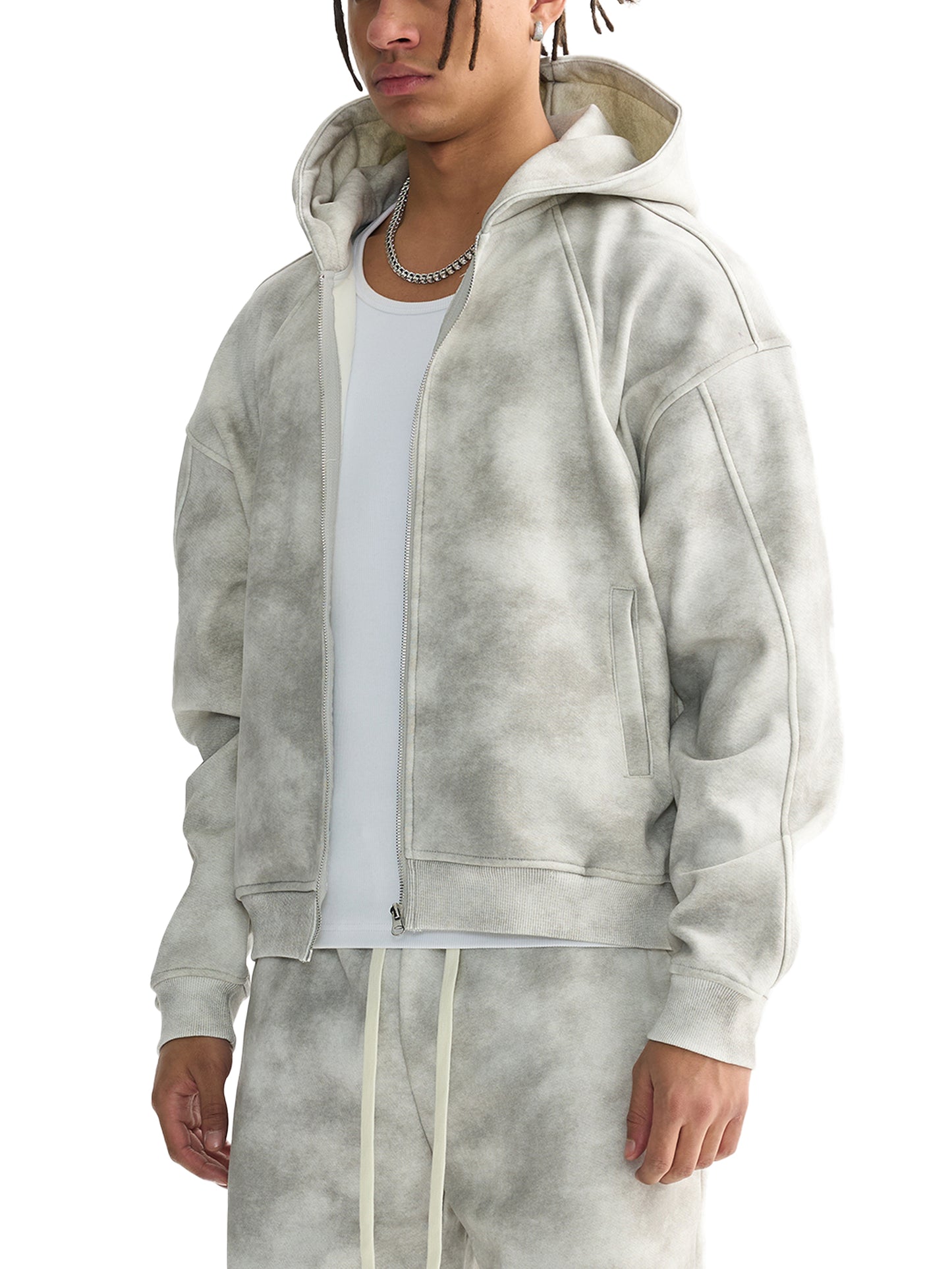 Christ Walk Dirty Washed Boxy Zip-up Fleece Hoodie