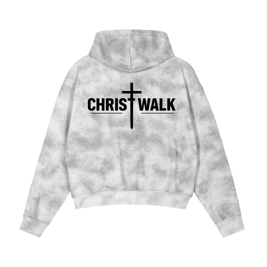 Dirty Washed Boxy Zip-up Fleece Hoodie