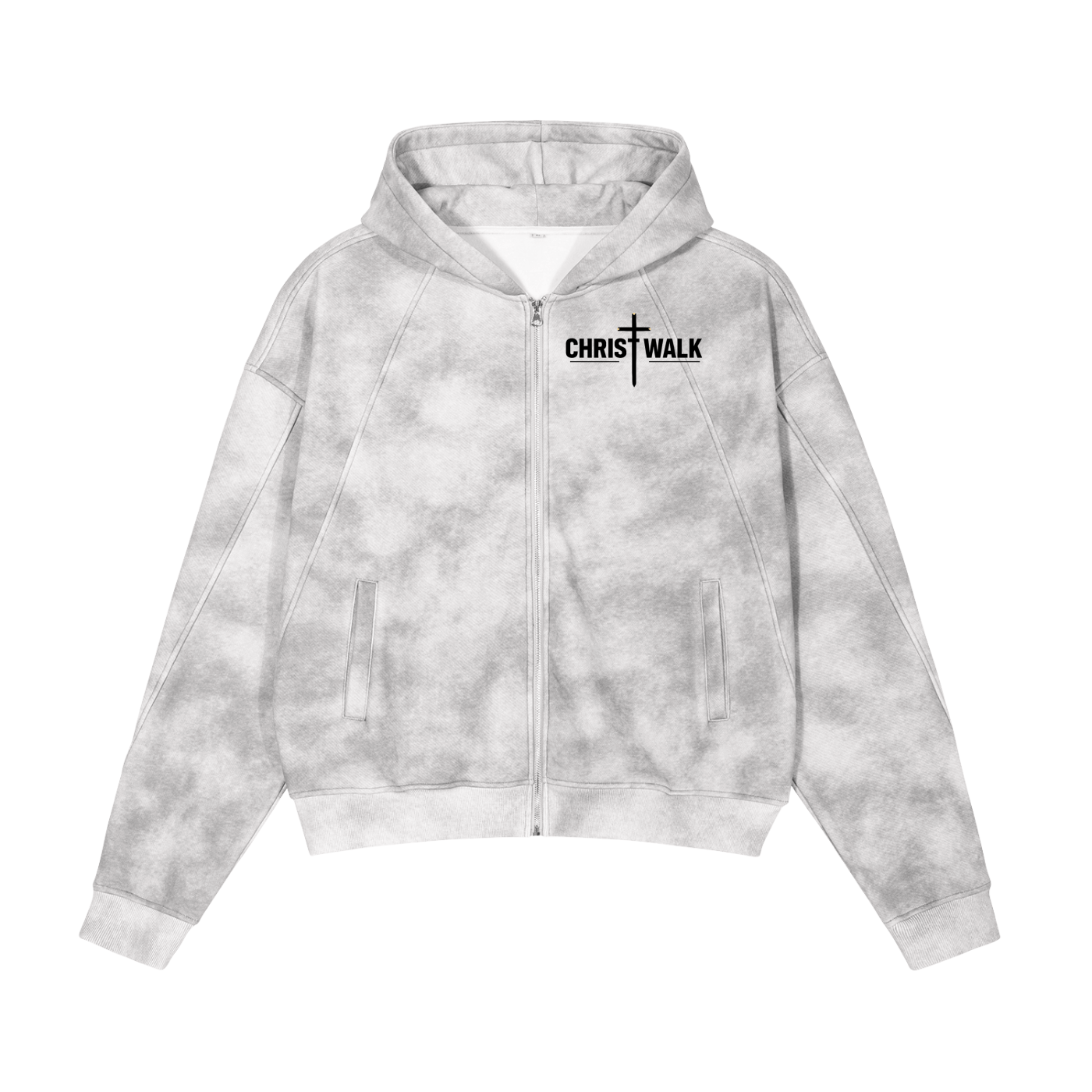 Dirty Washed Boxy Zip-up Fleece Hoodie